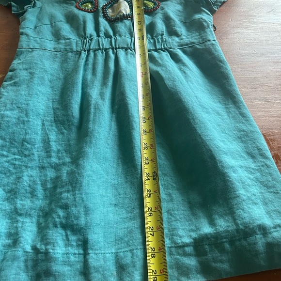 Boden Women’s Blue 100% Linen Tunic Boho Embellished Elastic Waist Beaded Sz 6 - Picture 7 of 11